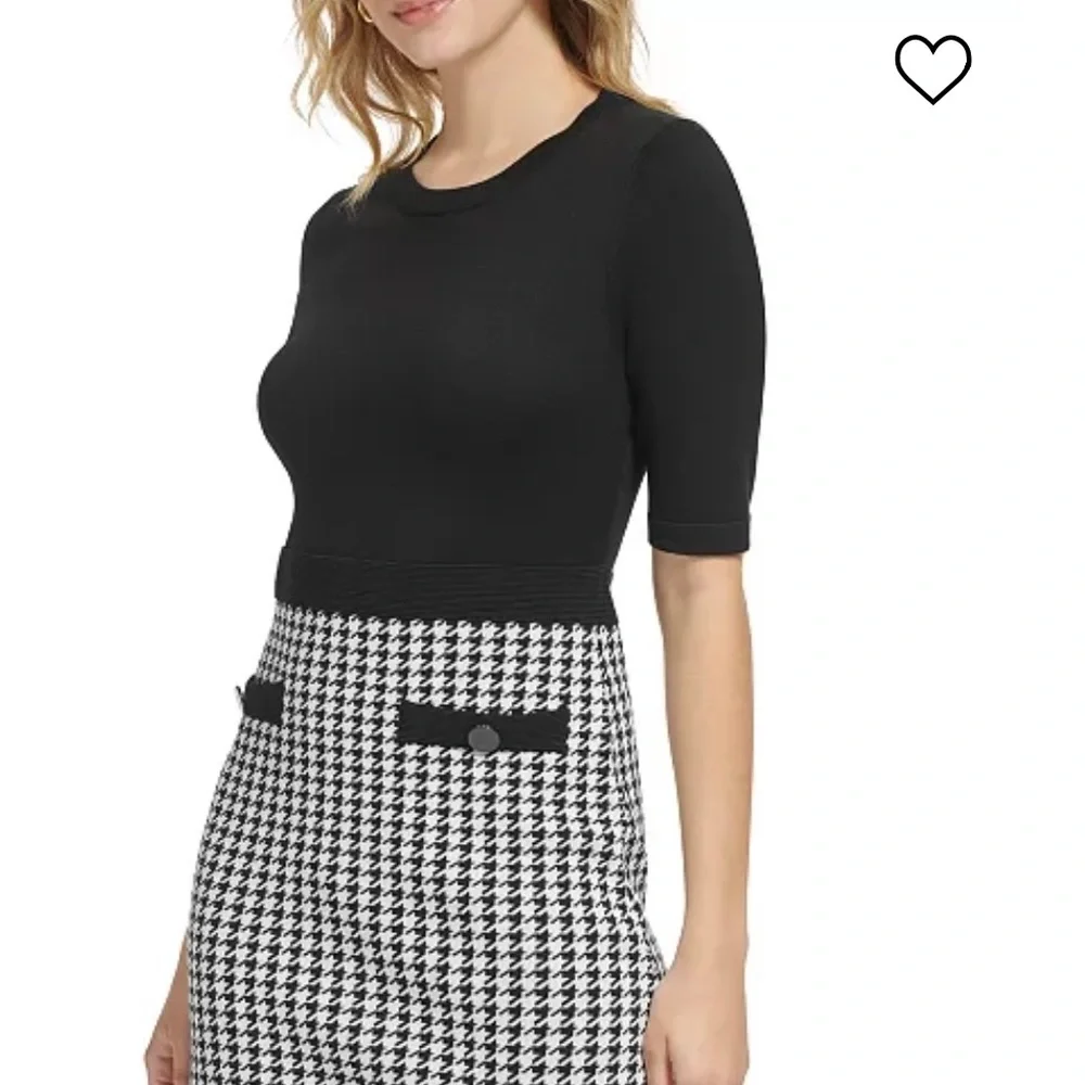 Karl Lagerfeld Paris New: Women's Houndstooth Sweater Dress - Picture 4 of 5
